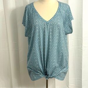 Suzanne Betro Women's Short Sleeve Pull-On Front Knot Detail Top, Size 3X